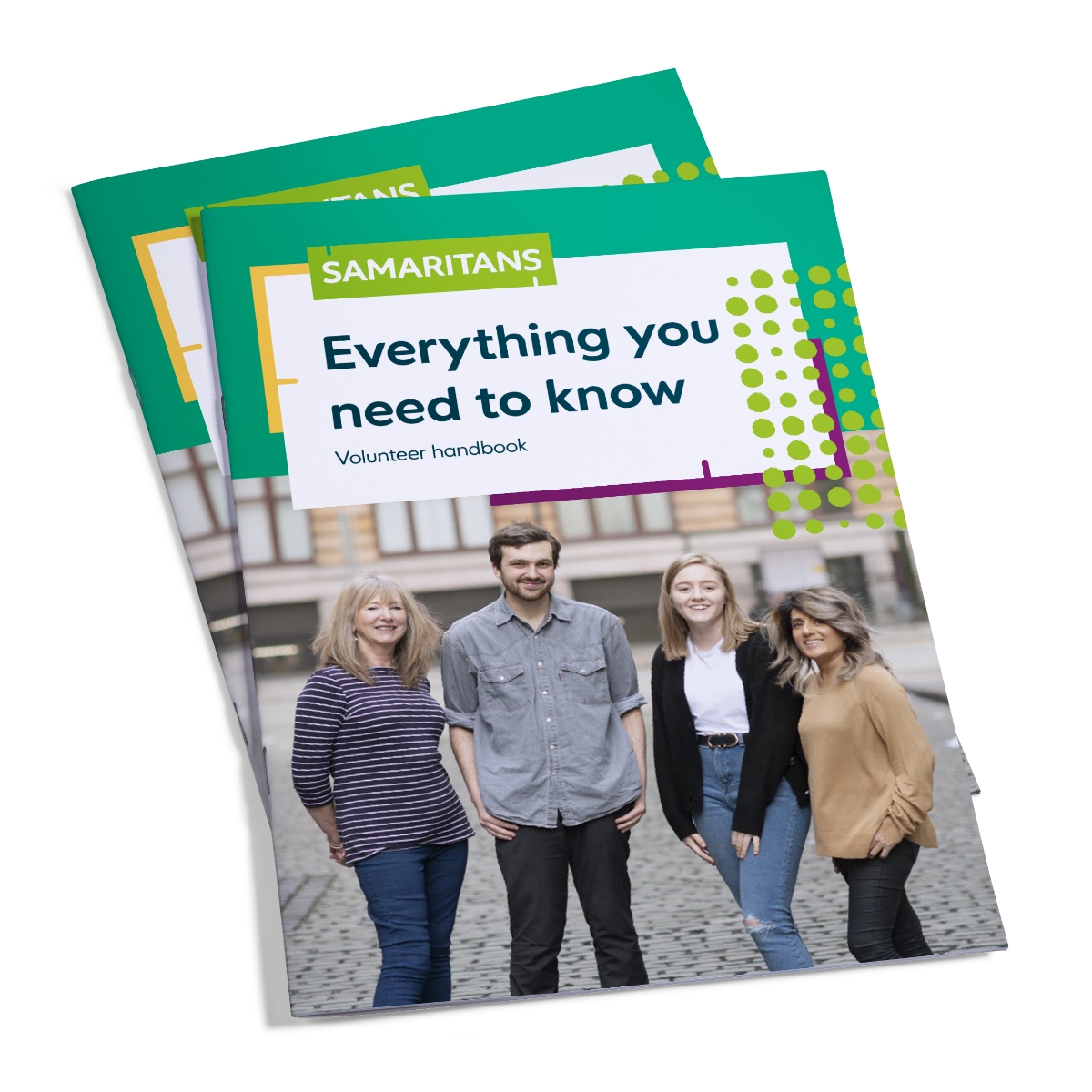 Mock-up of Samaritans Volunteer Handbook cover.