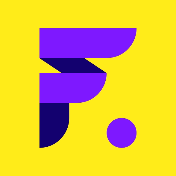 Funnell02.jpg Purple logomark on yellow background.